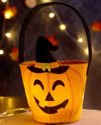 Græskarspand   I   Filt    Perfekt   Slikspand   Til   Trick   Or   Treat    Ngd - 08
