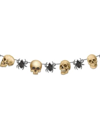 Halloween   Dekoration    Skelethoveder   Og   Edderkopper