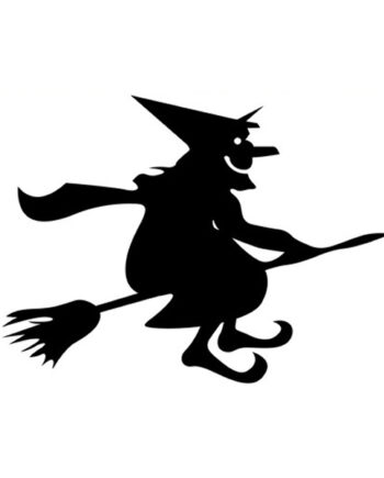 Halloween   Wallsticker    Stor   Heks   På   Flyvende   Kost    55x43cm