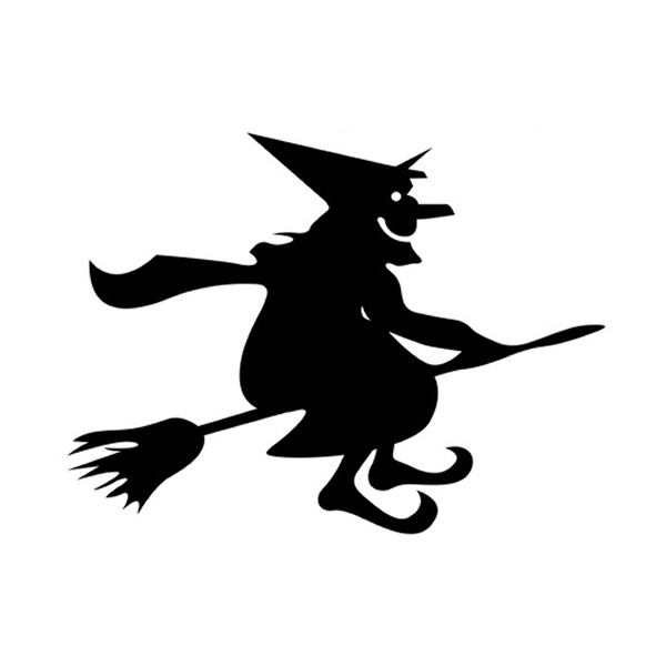 Halloween   Wallsticker    Stor   Heks   På   Flyvende   Kost    55x43cm