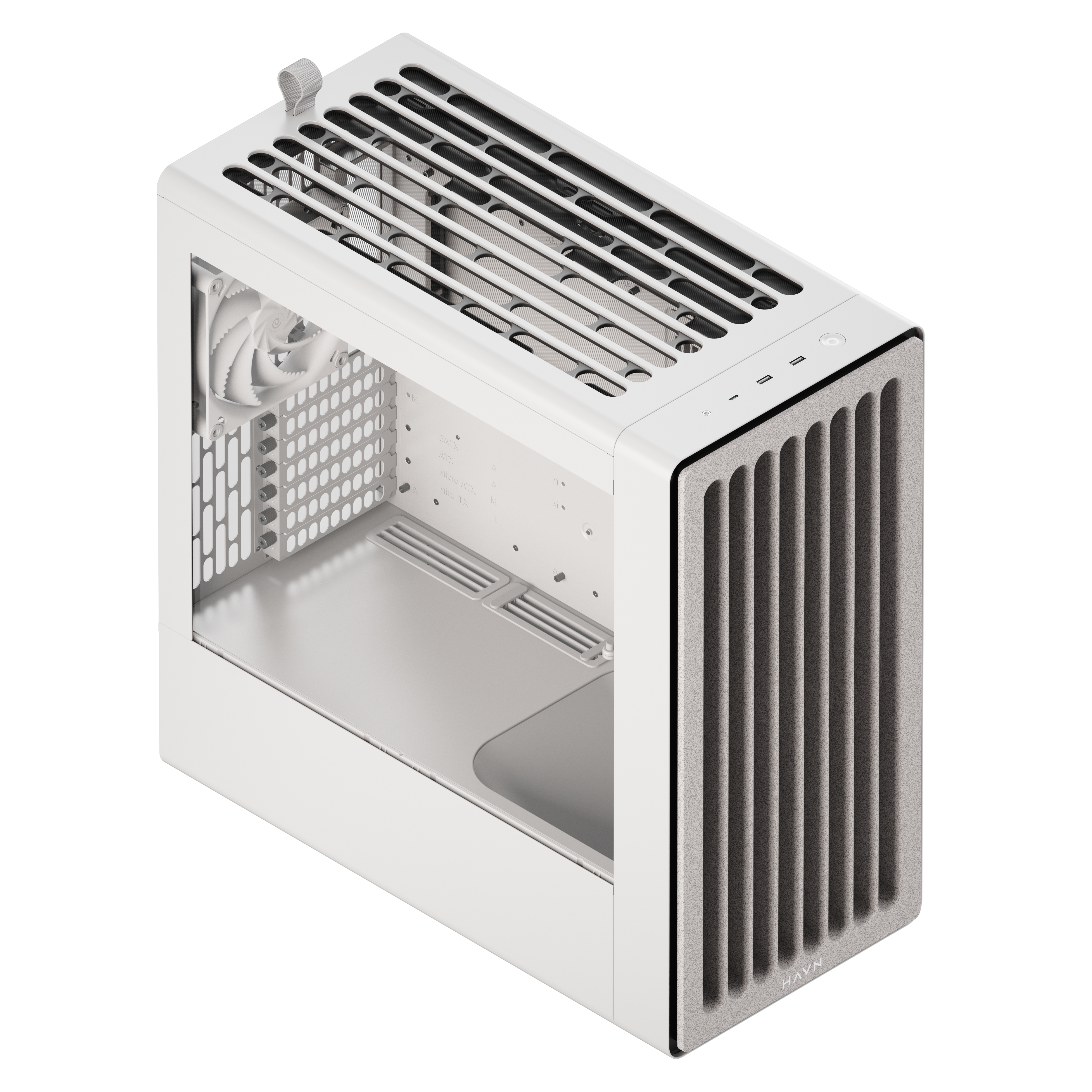 Havn   Bf   360     White   Mid   Tower   Kabinet   Med   Høj   Airflow   Og   Minimalistisk   Design   Geekd   Dk