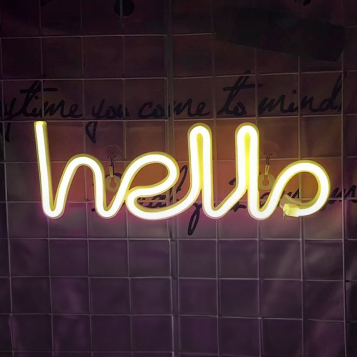 Hello   Neon   Led   Lampe   Varm   Hvid