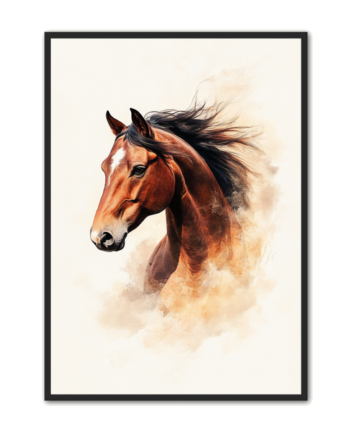 Hest   Plakat   32   Brun   Hest   Med   Vild   Manke