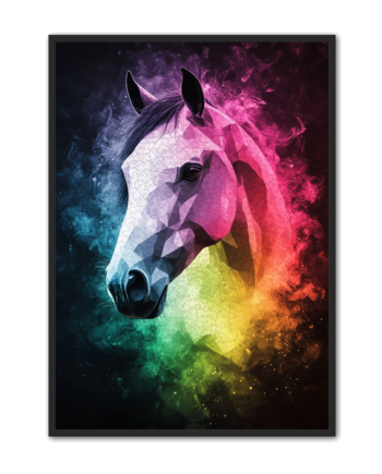 Hest   Plakat   37   Geometrisk   Hestehoved   I   Regnbuefarver