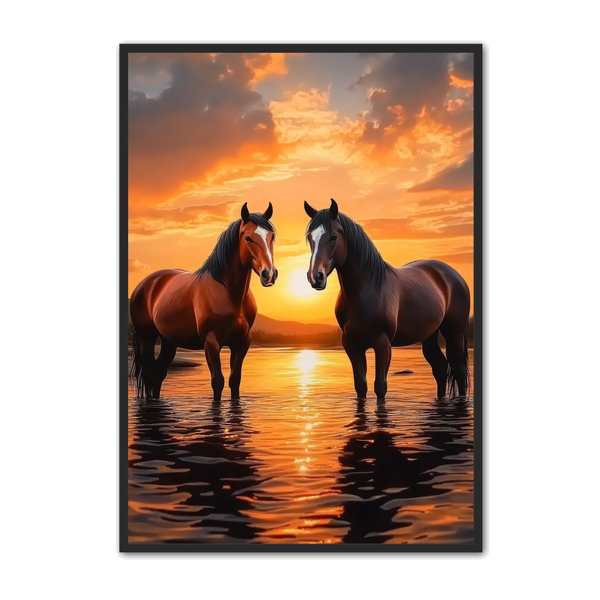 Hest   Plakat       Magisk   Solnedgang