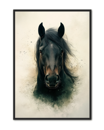 Hest   Plakat   34   Sort   Hest   Med   Dyb   Udstråling