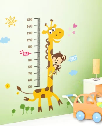 Højdemåler   Med   Giraf   Og   Abe   Wallsticker
