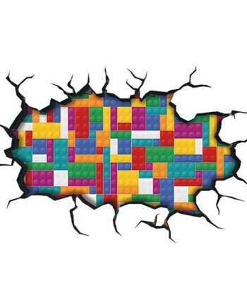 Hul   I   Væggen   Wallsticker    Wallsticker   Med   Legoklodser