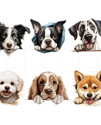 Hunde   Wallsticker        Søde   Hundehoveder