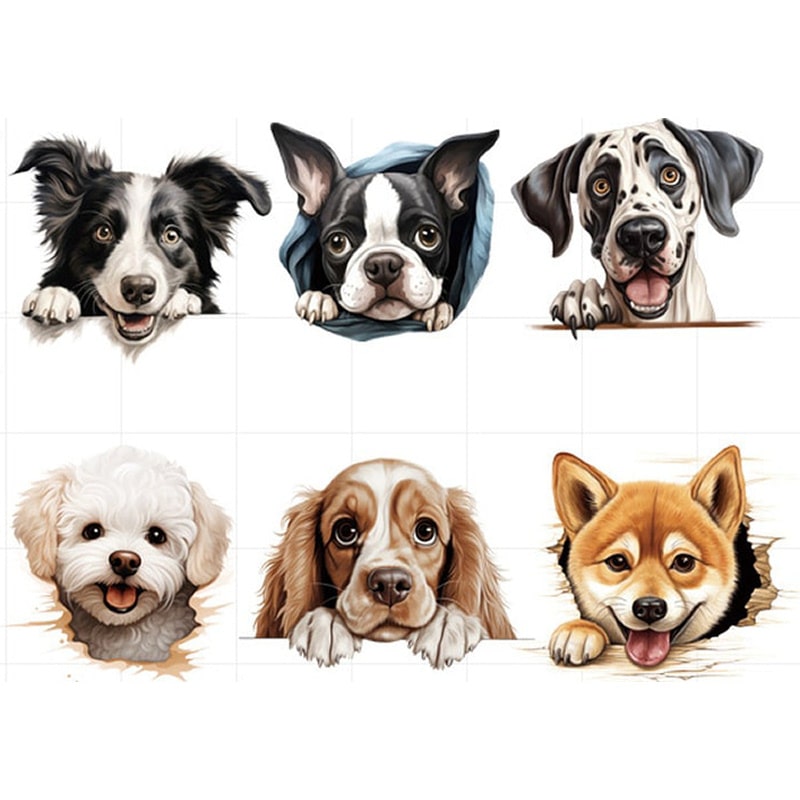 Hunde Wallsticker Søde Hundehoveder