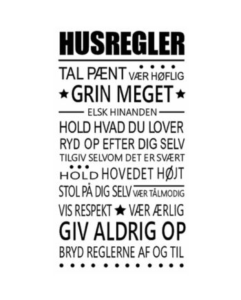 Husregler   Wallsticker    Få   Husreglerne   På   Væggen    50x93cm