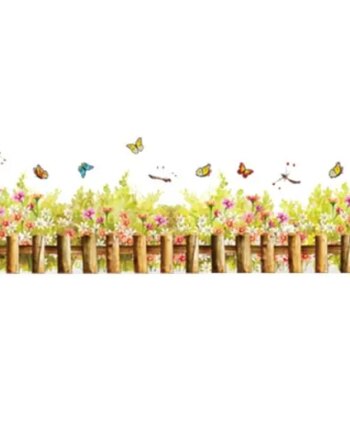 Hyggelig   Wallsticker   Med   Et   Lille   Hegn    Blomster    Sommerfugle   Mm