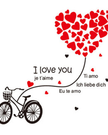 I   Love   You   Wallsticker    Kærlighed   På   Cykel    120x110cm