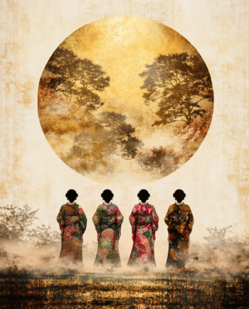 Japansk   Plakat   54    Geishaer   Under   Solens   Skjulte   Have