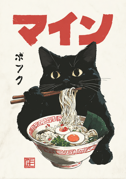 Japansk   Plakat   135    Kat   Med   Ramen
