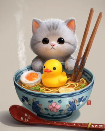 Japansk   Plakat   69   Kat    Ramen   Og   Badeand