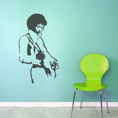 Jimi   Hendrix   Wallsticker   Af   Jesper   Haun    42x70   Cm