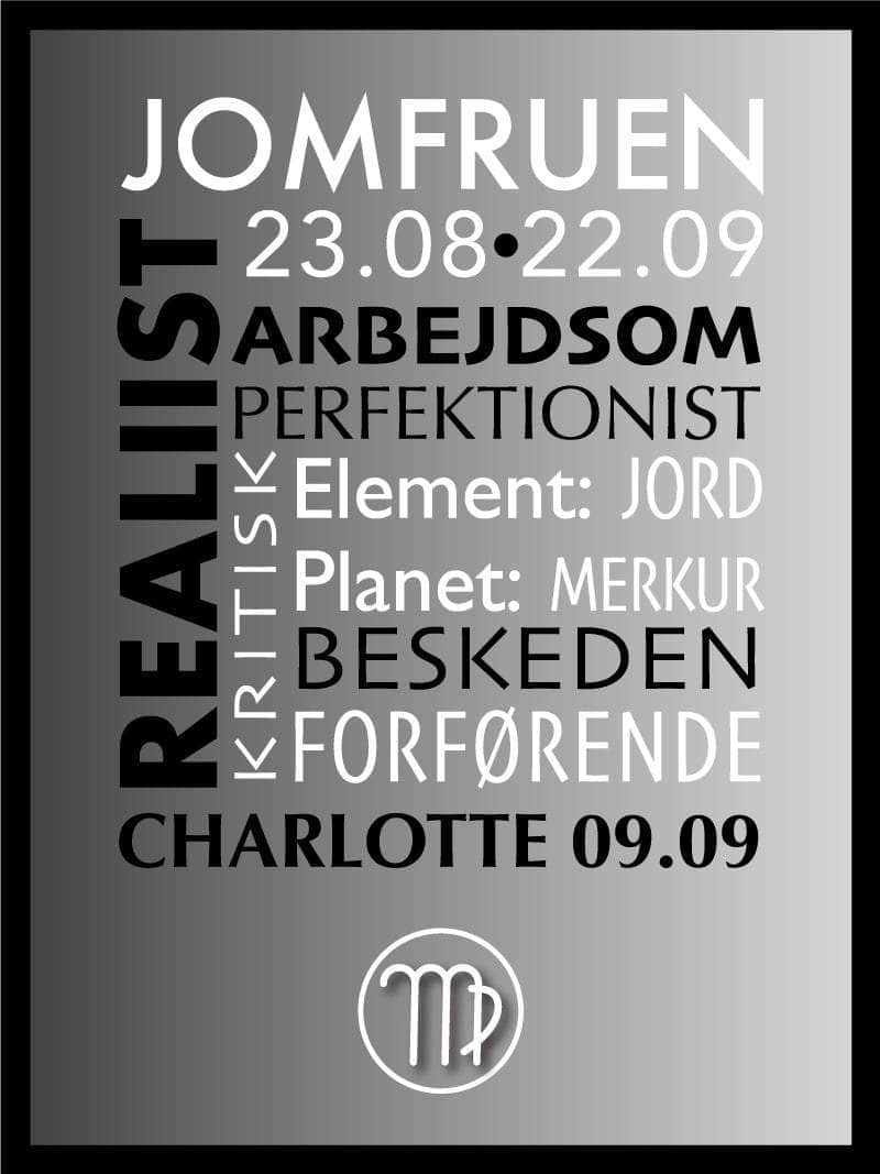 Jomfruen   Stjernetegn   Med   Tekst   Plakat