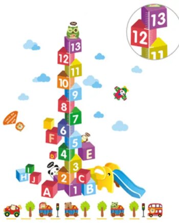 Kæmpe   Taltårn    Wallsticker   Med   Bokse   Med   Tal   Samt   Højdemåler