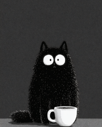 Kaffe   Plakat   119    Morgenchok   Med   Kat   Og   Kaffe