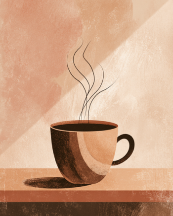 Kaffe   Plakat   99    Varm   Kaffekop   I   Minimalistiske   Nuancer