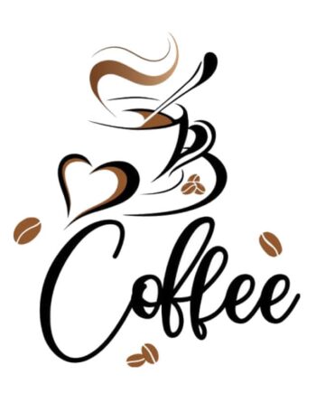 Kaffe   Wallsticker   Coffee    Kaffekop    Hjerter   Og   Kaffebønner    38x32   5cm