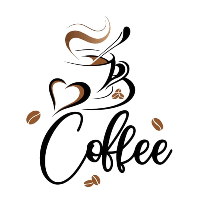 Kaffe Wallsticker Coffee Kaffekop Hjerter Og Kaffebønner 38x32 5cm