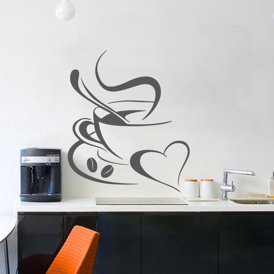 Kaffekop   Med   Hjerte   Wallsticker