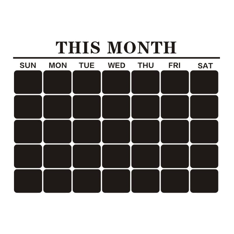 Kalender Wallsticker Tavle Til Kridt â This Monthâ Kalender Med Ugedage 57x80cm