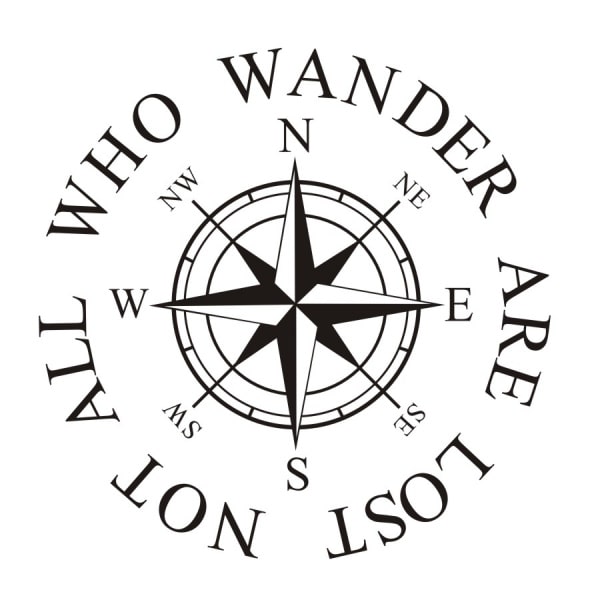 Kompas Wallsticker Not All Who Wander Are Lost 60x60cm