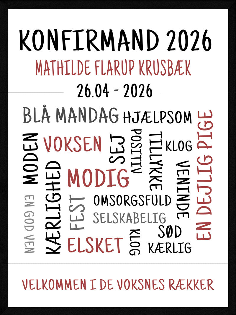 Konfirmand Plakat Pige