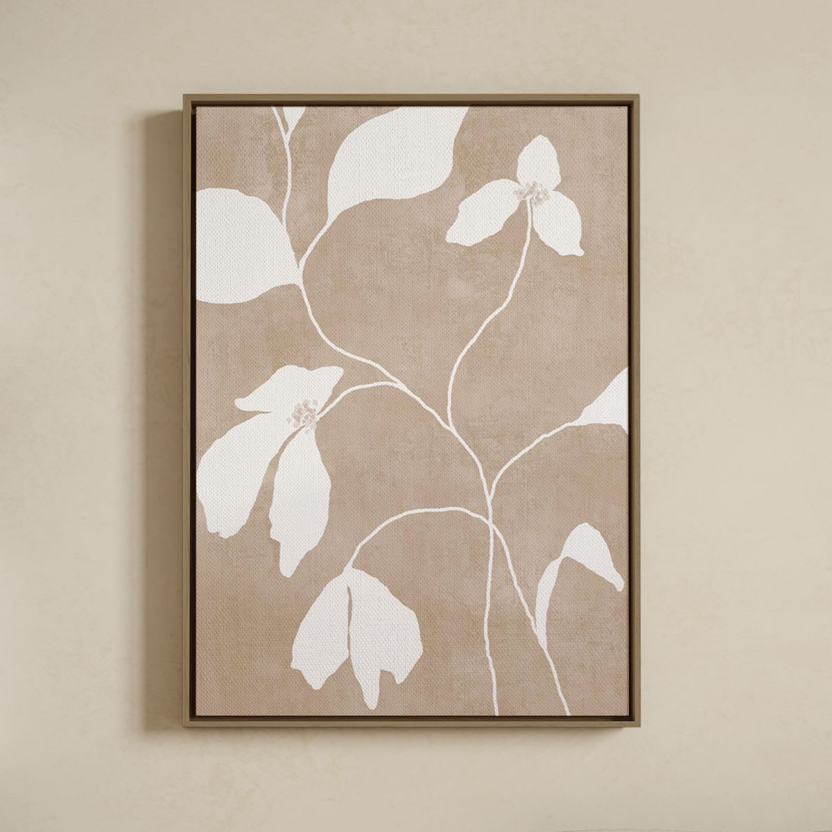 Lærredsprint   Med   Svæveramme    Botanical   Neutral