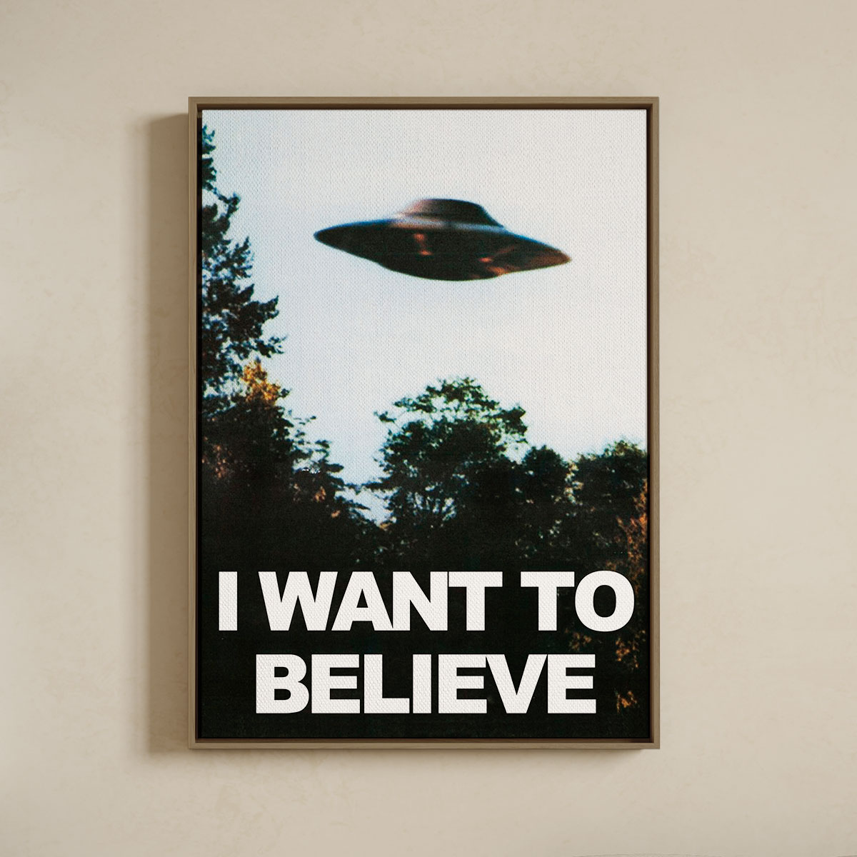 Lærredsprint   Med   Svæveramme    I   Want   To   Believe