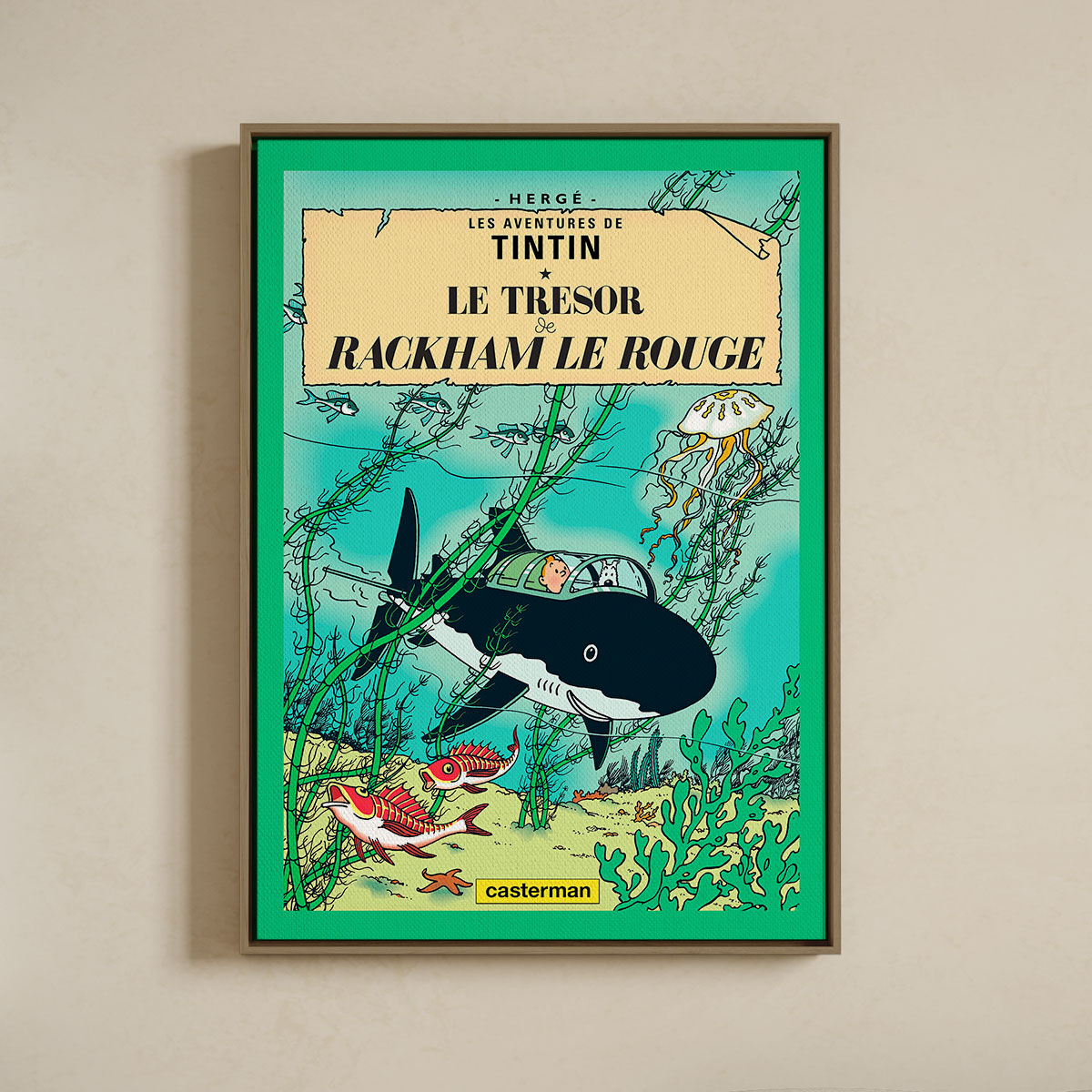 Lærredsprint   Med   Svæveramme    Tintin    Le   Trésor   De   Rackham   Le   Rouge