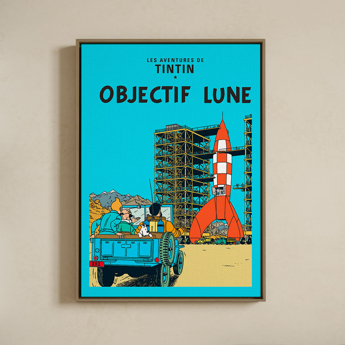 Lærredsprint   Med   Svæveramme    Tintin    Objectif   Lune