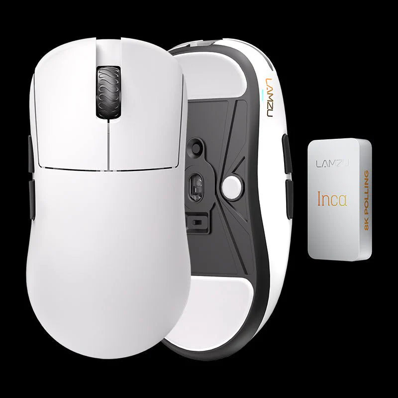 Lamzu   Inca   8k   Dongle    Omron   Optical   White   Mus   Geekd   Dk