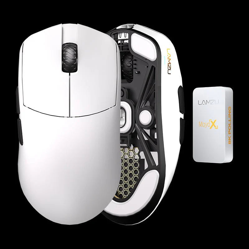 Lamzu   Maya   X   8k   Dongle    Omron   Optical   Cloud   White   Mus   Geekd   Dk
