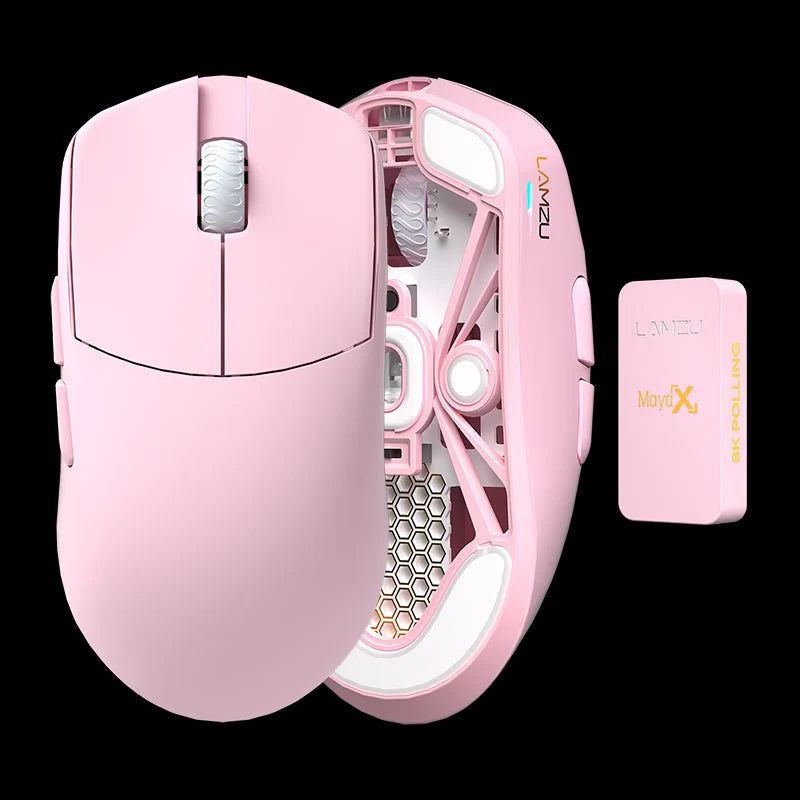 Lamzu   Maya   X   8k   Dongle    Omron   Optical   Light   Pink   Mus   Geekd   Dk