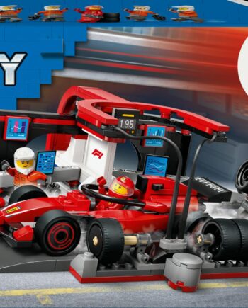 Lego   60443   City   F1   Pit   Stop   With   Pit   Crew   And   Ferrari   Racer   Geekd   Dk