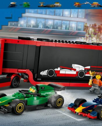 Lego   60445   City   F1   Transporter   With   Rb20     Amr24   F1   Racing   Cars   Geekd   Dk