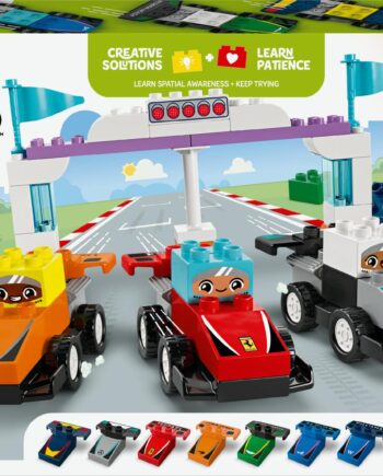 Lego   10445   Duplo   F1   Team   Racing   Cars   With   Racers   Geekd   Dk