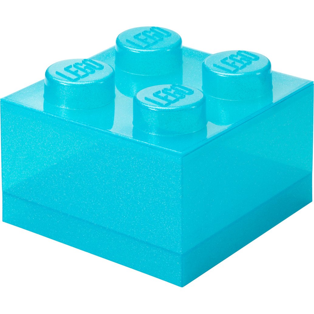 Legoâ    Opbevaringsklods       Med   Låg   Transparent   Lyseblå   Glitter   Opbevaringskasse   Geekd   Dk