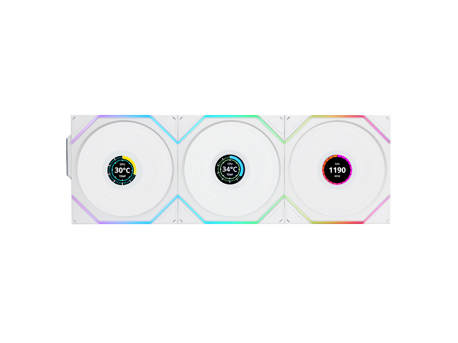 Lian   Li   Uni   Fan   Tl   Wireless   Lcd   Reverse        Pak    Hvid   120   Kabinet   Blæser   Geekd   Dk