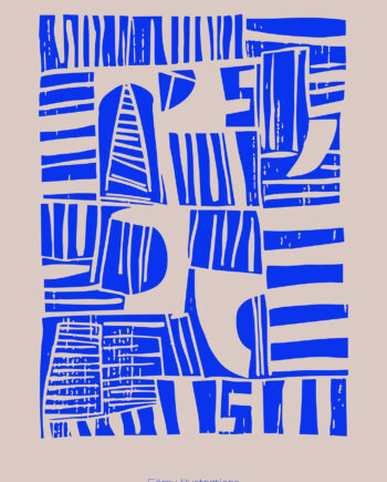Lino   Cut   Blue   Af   Få   Mu   Illustrations
