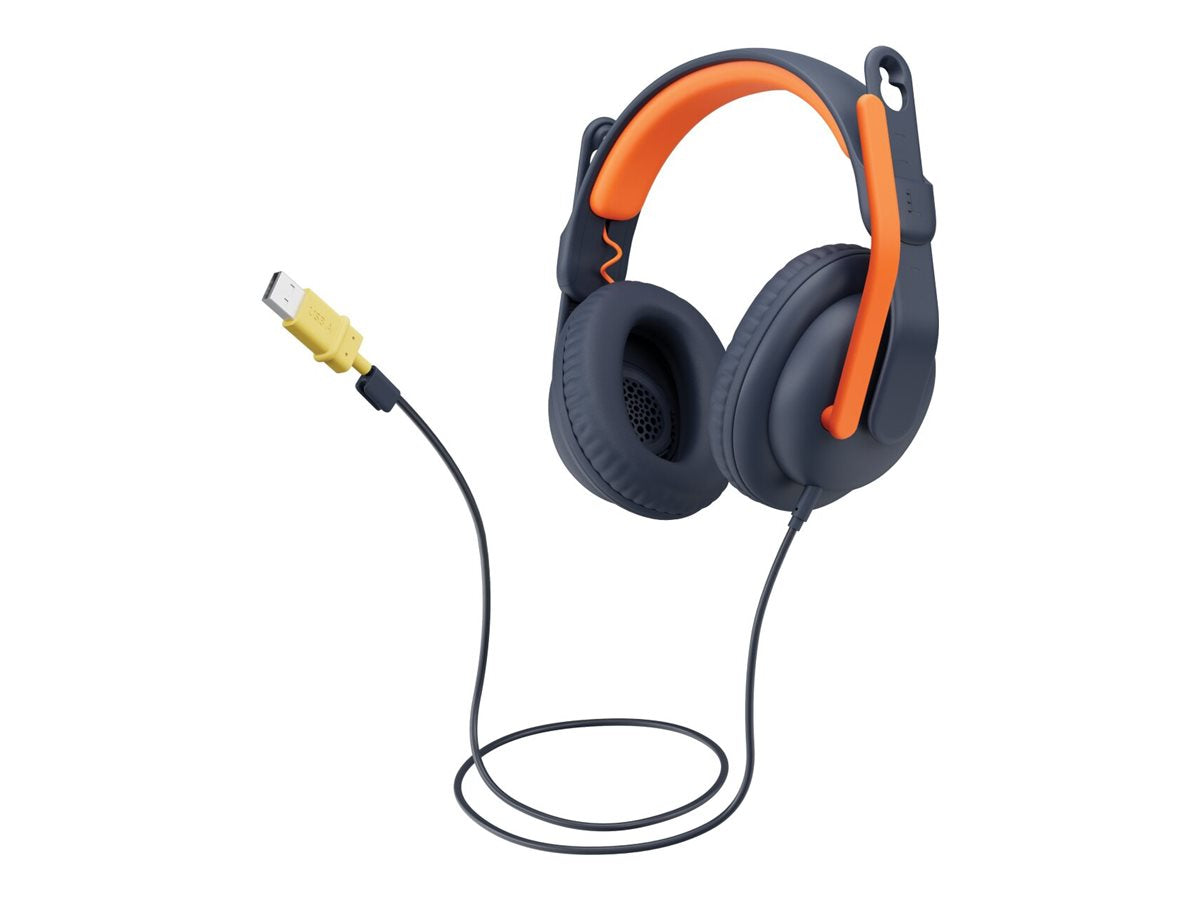 Logitech Zone Learn Wired Over - Ear Headset For Learners Usb - C Kabling Hovedtelefoner Sort Orange