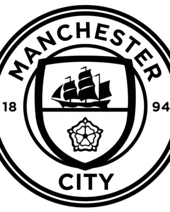 Manchester   City   Wallsticker    Stort   Man   City   Logo   Som   Fodbold   Wallsticker    Sort