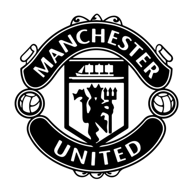 Stor Manchester United Wallsticker Flot Manchester United Logo Sort 70x70cm