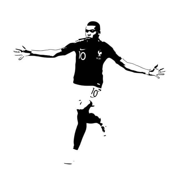 Mbappe Scoring Flot Fodbold Wallsticker 54x57cm