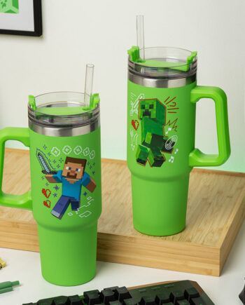 Minecraft   Grøn   900ml   Multiway   Rejse   Kop   Med   Sugerør