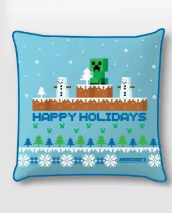 Minecraft   Happy   Holidays   Pudebetræk     40x40   Cm    Velour